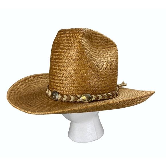 American Hat Co Bushwhacker Straw Hat Size 7 Western Made In Houston Texas USA - Picture 1 of 16